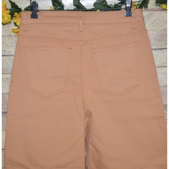 NWT Mud Pie Women's Crawford Wide Leg Jeans Raw Hem Ladies L Brown High Rise - Picture 6 of 11